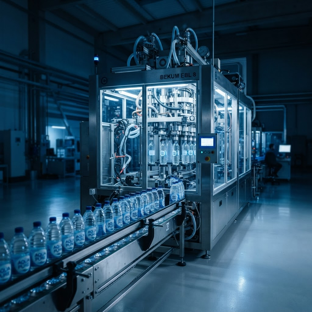 Machine d'extrusion soufflage dans une usine moderne